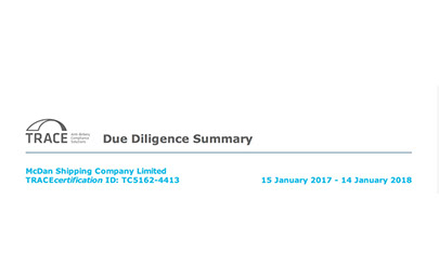 McDan Shipping Company Limited Trace Certification for 2017